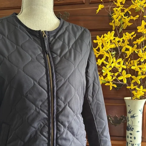 H&M L.O.G.G. Diamond Quilted Navy Jacket Size 8 - Picture 1 of 13